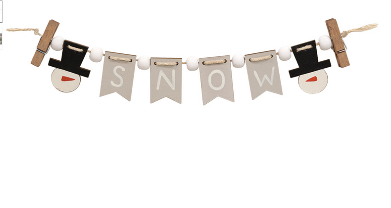 CWI Christmas Decor - Snow Snowman Tier Tray Mini Small Banner Garland Clip