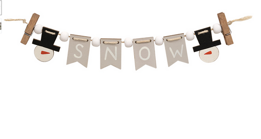CWI Christmas Decor - Snow Snowman Tier Tray Mini Small Banner Garland Clip