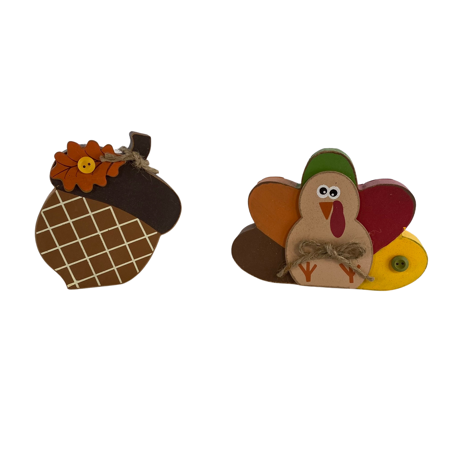 AGD Fall Decor - Chunky Acorn Turkey and Family Nuts Block Sign 3pc Set