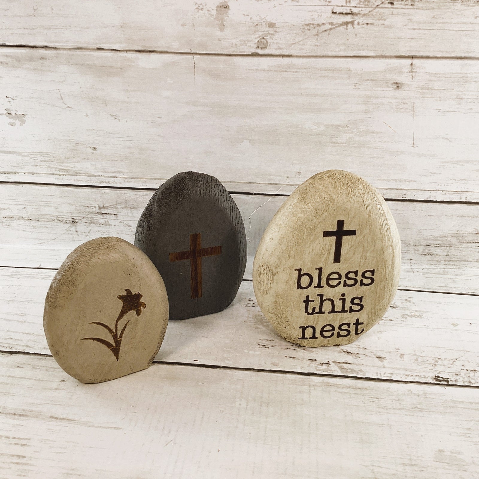 CWI Easter Decor - Prim Egg Basket Wood Eggs Birds Nest