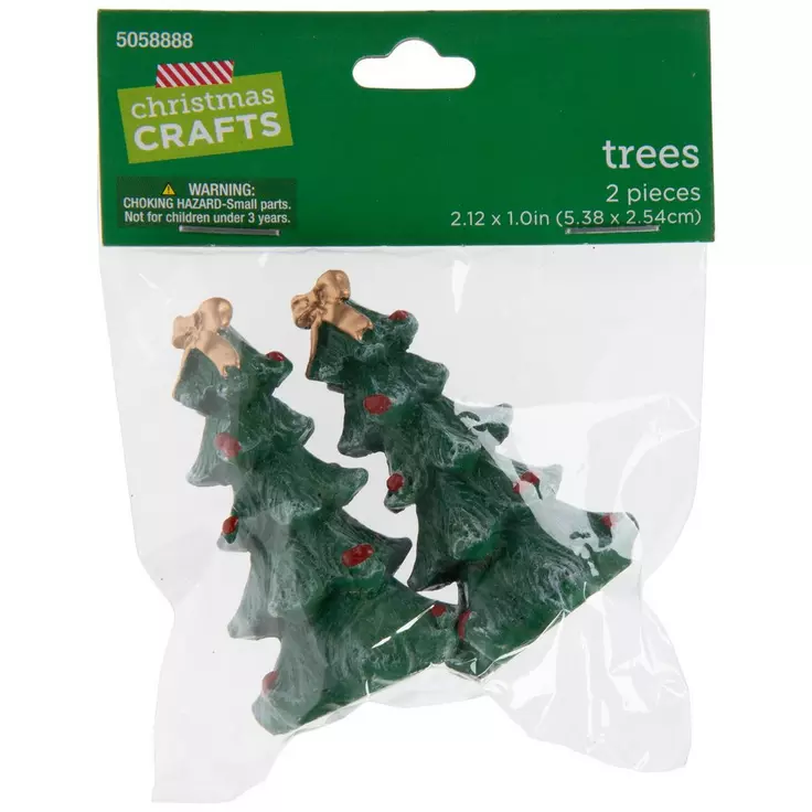 HL Christmas Craft Decor - Miniature Resin Tree Figurines 2pc