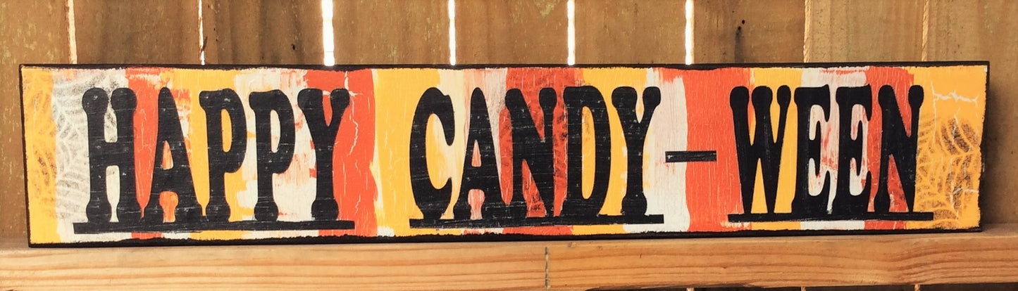 AG Designs Halloween Decor - Long Mantle Sign Happy Candy-Ween #82413