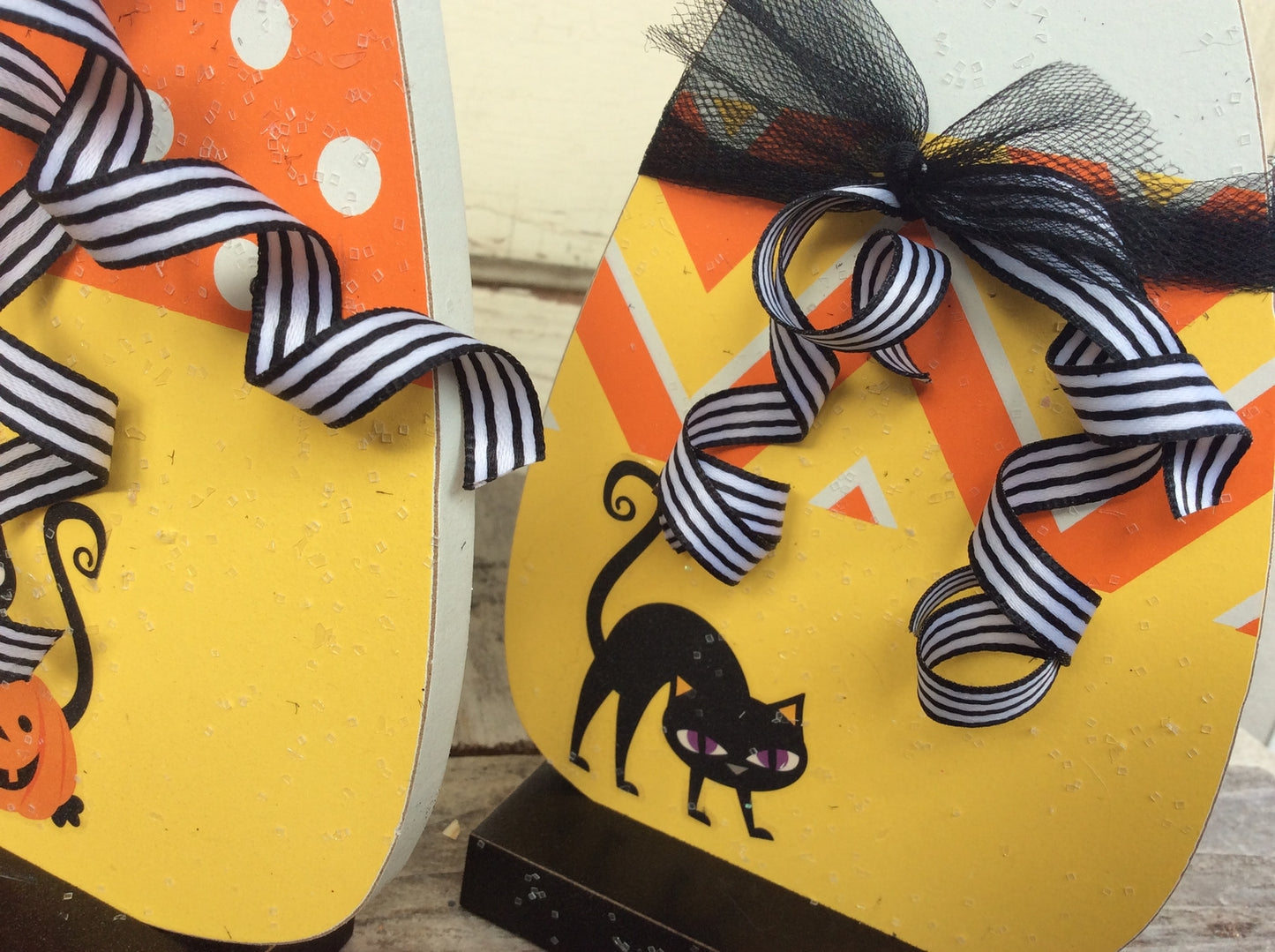 AGD Halloween Decor - LG Candy Corn Cats 3pc Set