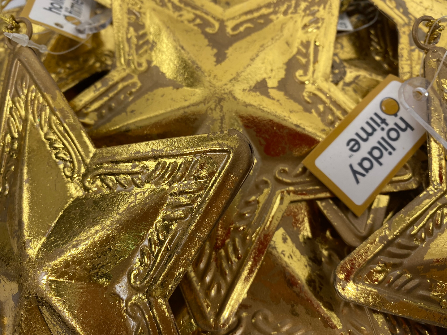 WM Christmas Decor - Antique Gold 3-D Star Ornaments 12pc Set