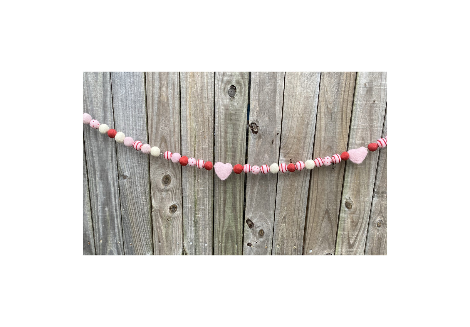 AGD Valentines Decor - Felt Balls and  Felt Heart Garland 5ft