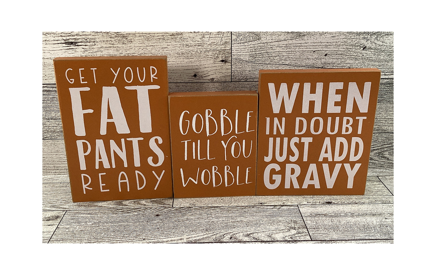 AGD Fall Decor - Wood Turkey Gobble Fat Pants Gravy Pilgrim Garland Tier Tray