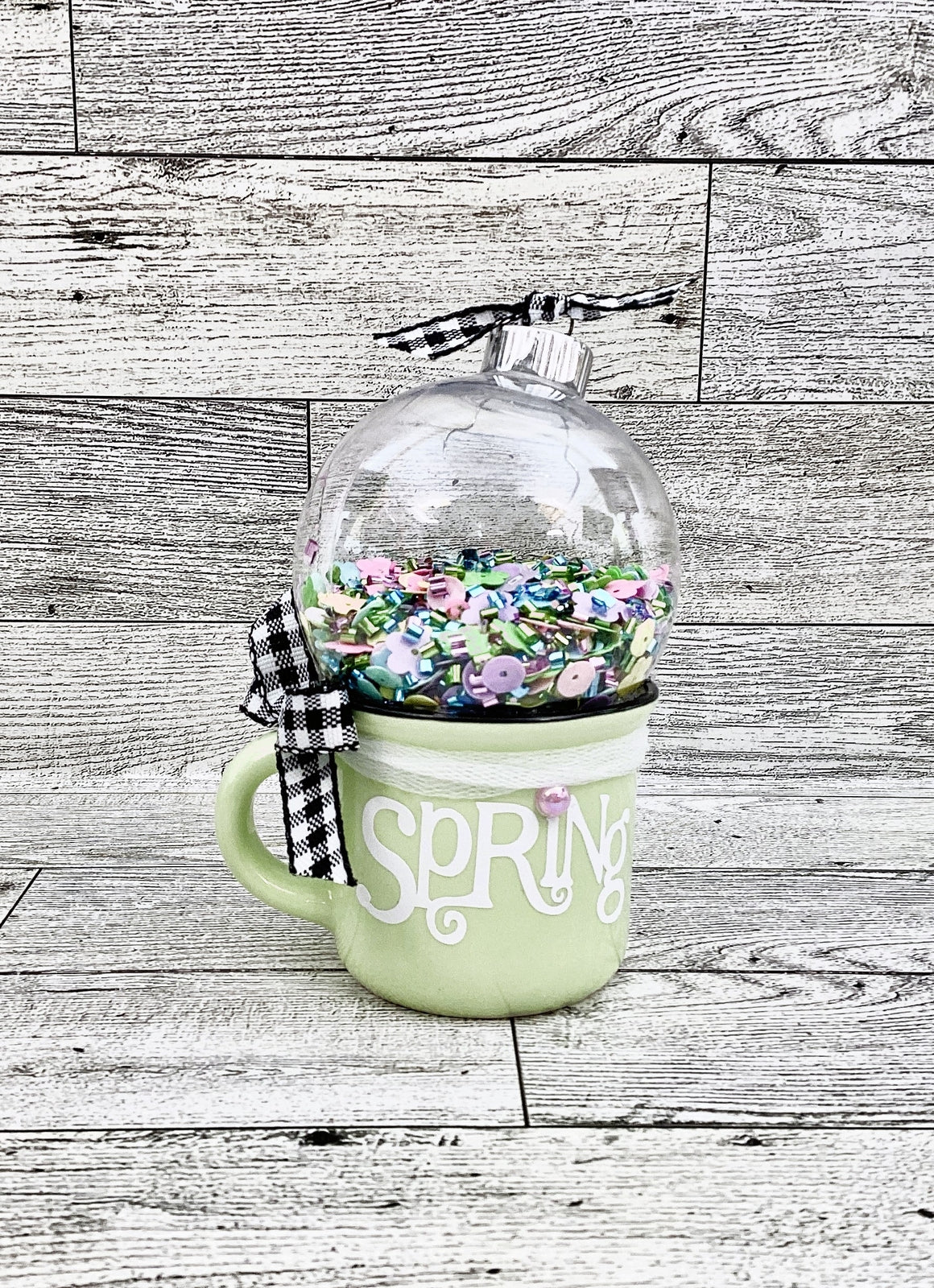 Spring Decor Mini Mug Shaker Cup, Pastel Flower Sequins, Tier Tray