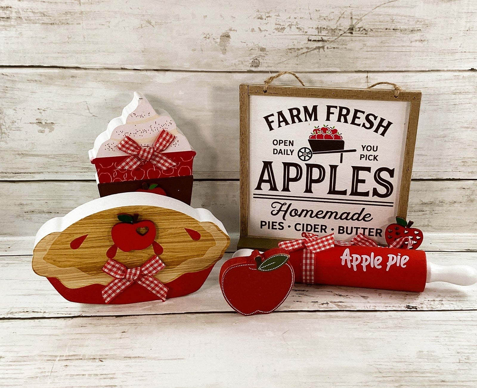AGD Chunky Apple Pie Cider Farm Fresh Sign Tier Tray 5pc Set