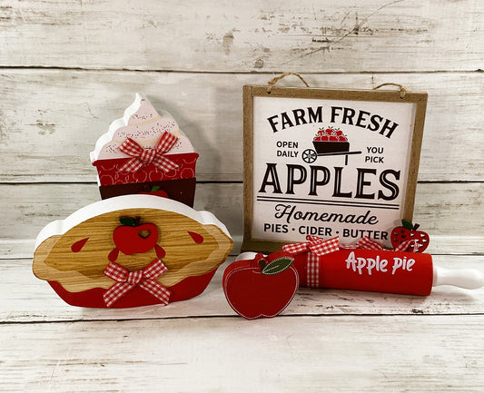 AGD Chunky Apple Pie Cider Farm Fresh Sign Tier Tray 5pc Set
