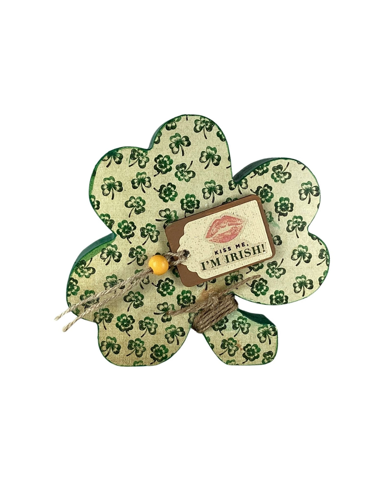 AGD Saint Patrick Decor - Chunky Wood Shamrock Sitter 3pc Set