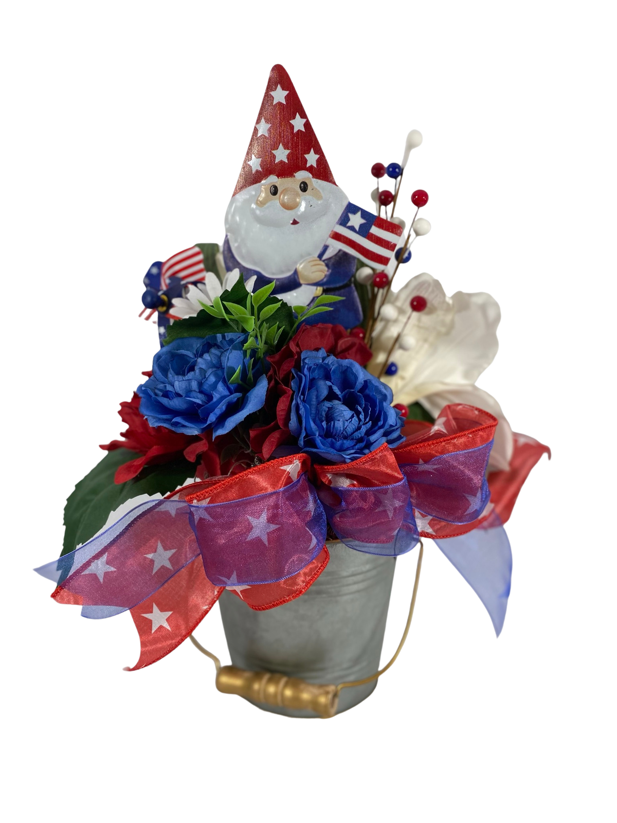 AGD Patriotic Decor - July 4th Gnome Floral Centerpiece