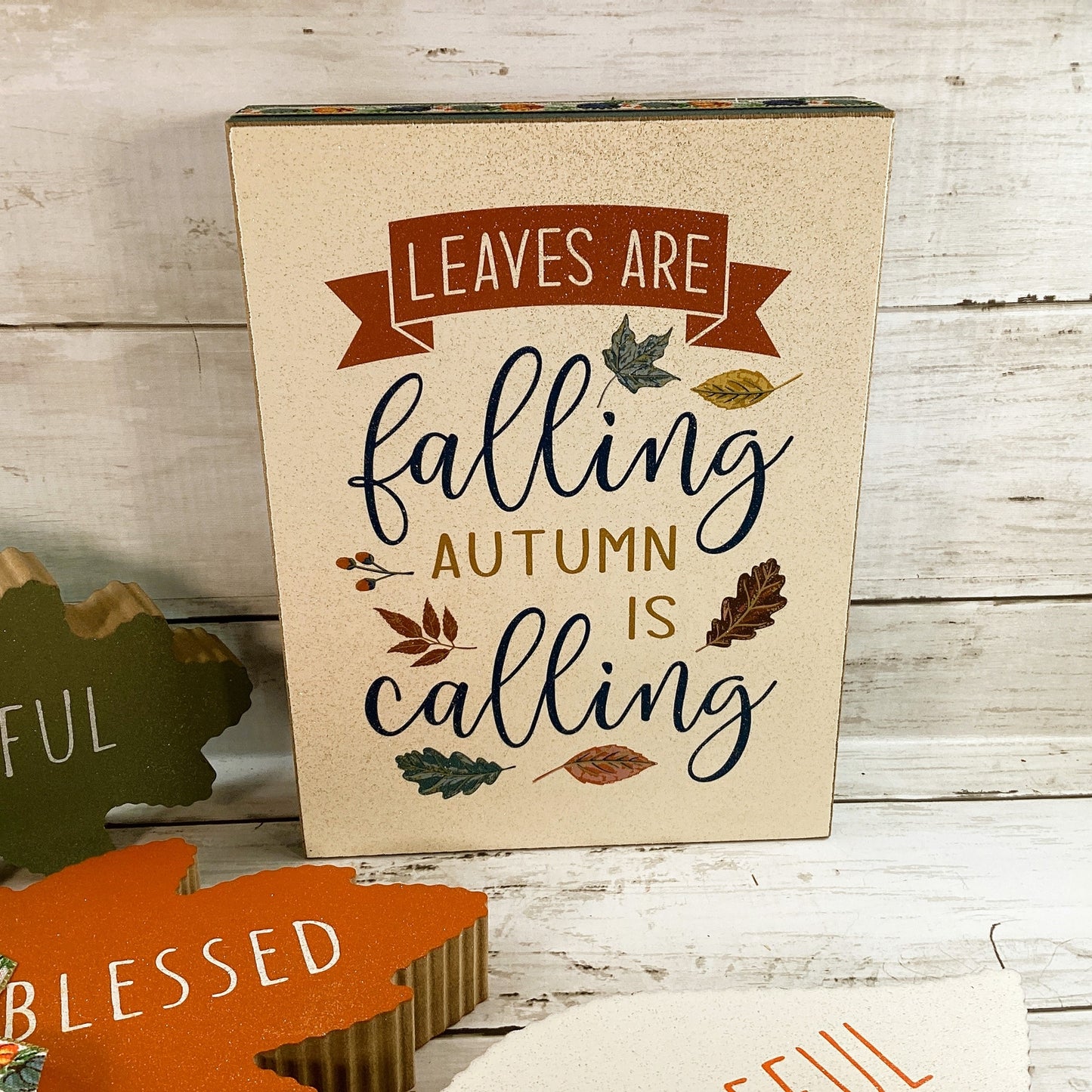 AGD Fall Decor - Chunky Leaves Are Falling Sitter Tier Tray 4pc Set