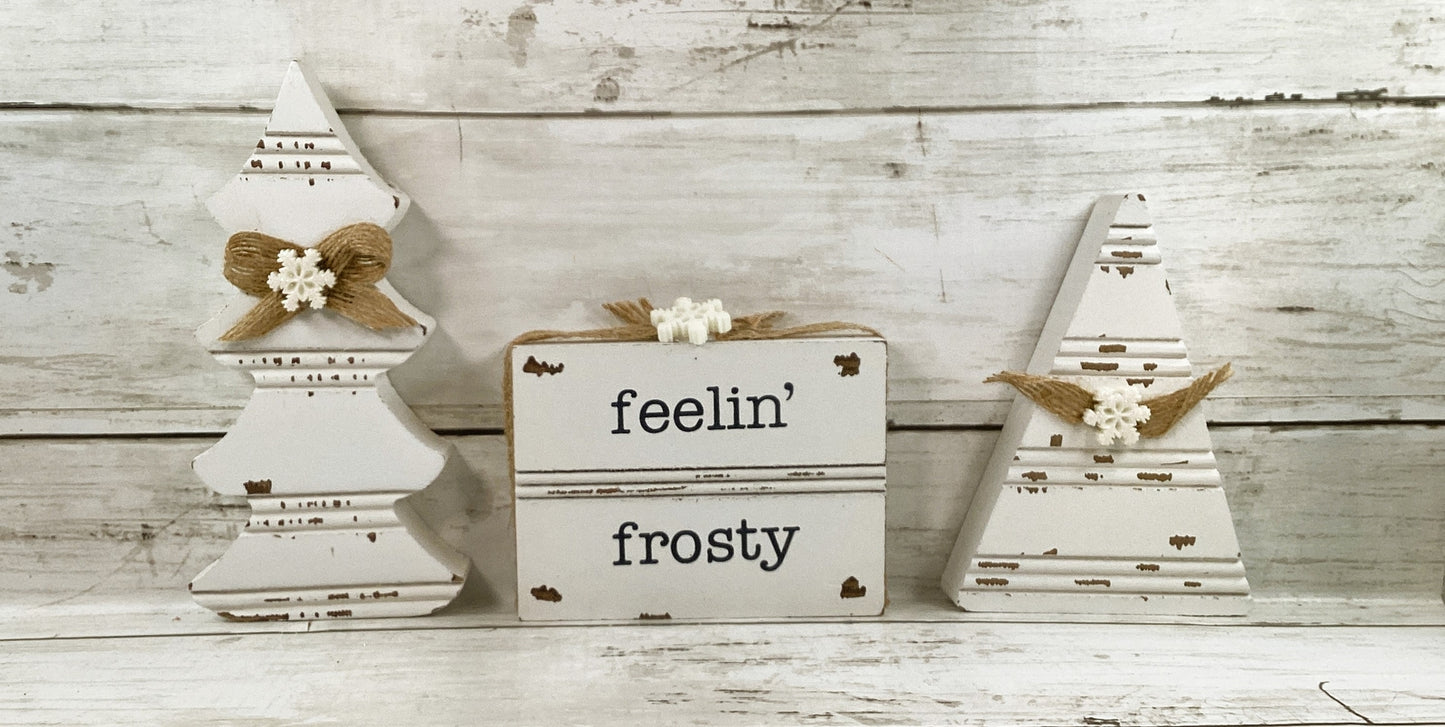 AGD  Christmas Decor - Chippy Wood Feeling Frosty Snowmen 6pc