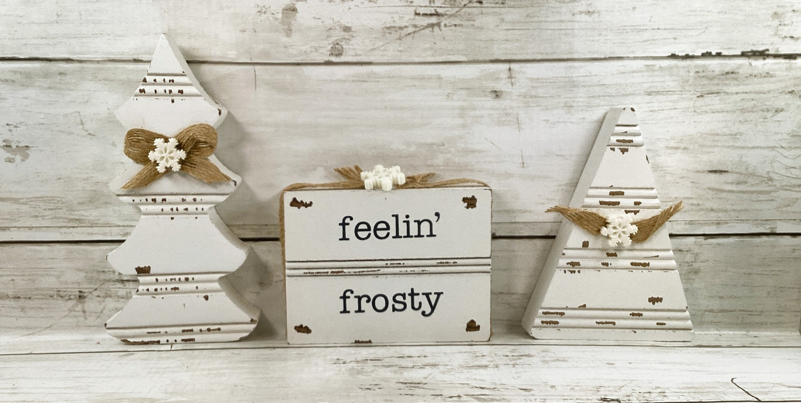 AGD  Christmas Decor - Chippy Wood Feeling Frosty Snowmen 6pc