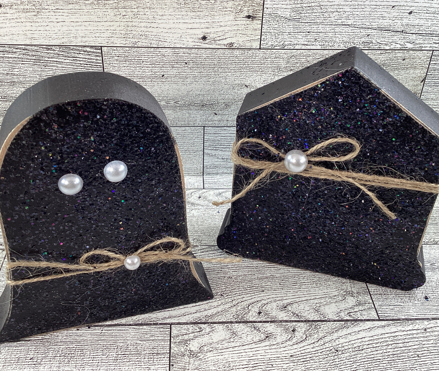 AGD Halloween Decor - Black Ghosts Sweet Home Houses Tier Tray 4pc