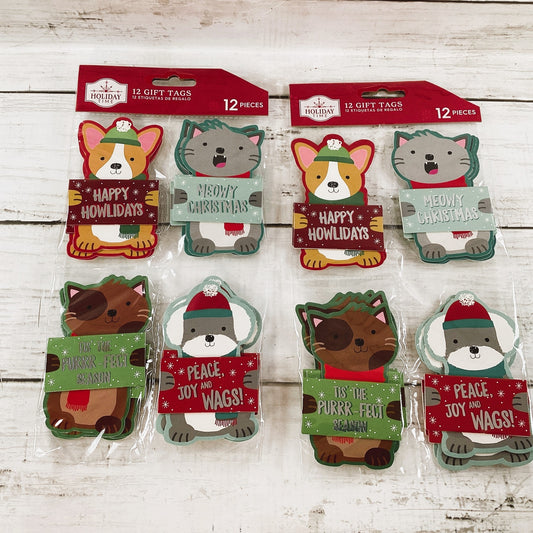 WM Christmas Decor - Dog Cat Gift Present Paper Tags  2 sets
