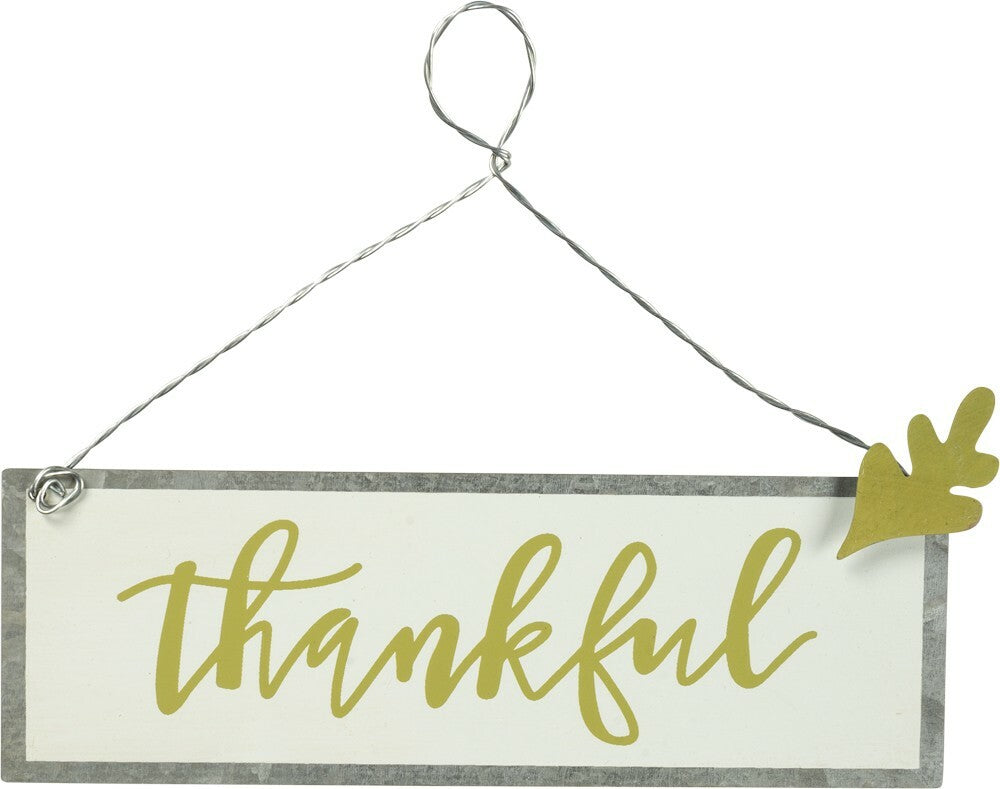 PBK Fall Decor - Thankful Tin Ornament Sign