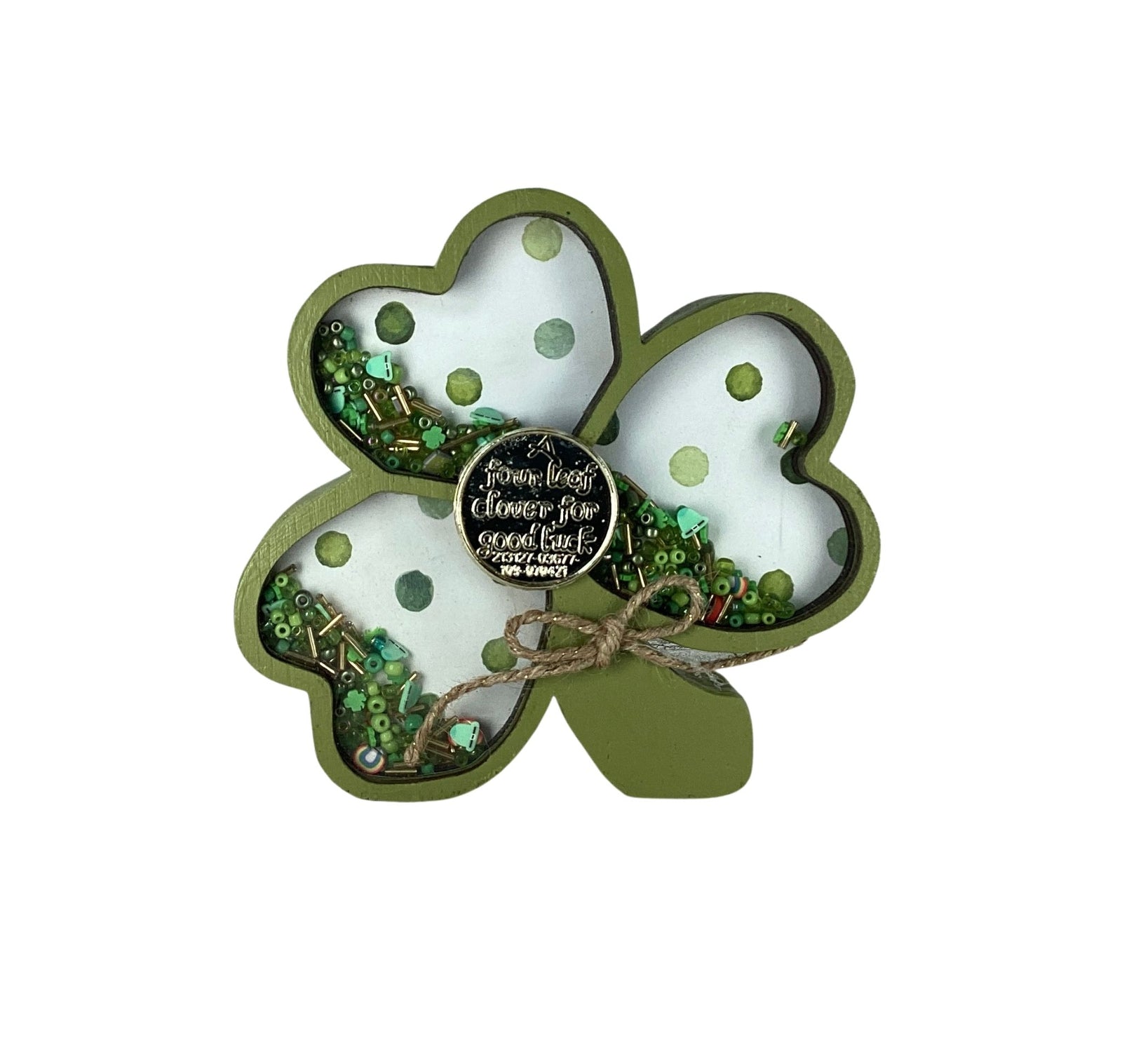 AGD  St Patrick Decor -  Irish Shamrock Chunky Wood Shaker Sitter