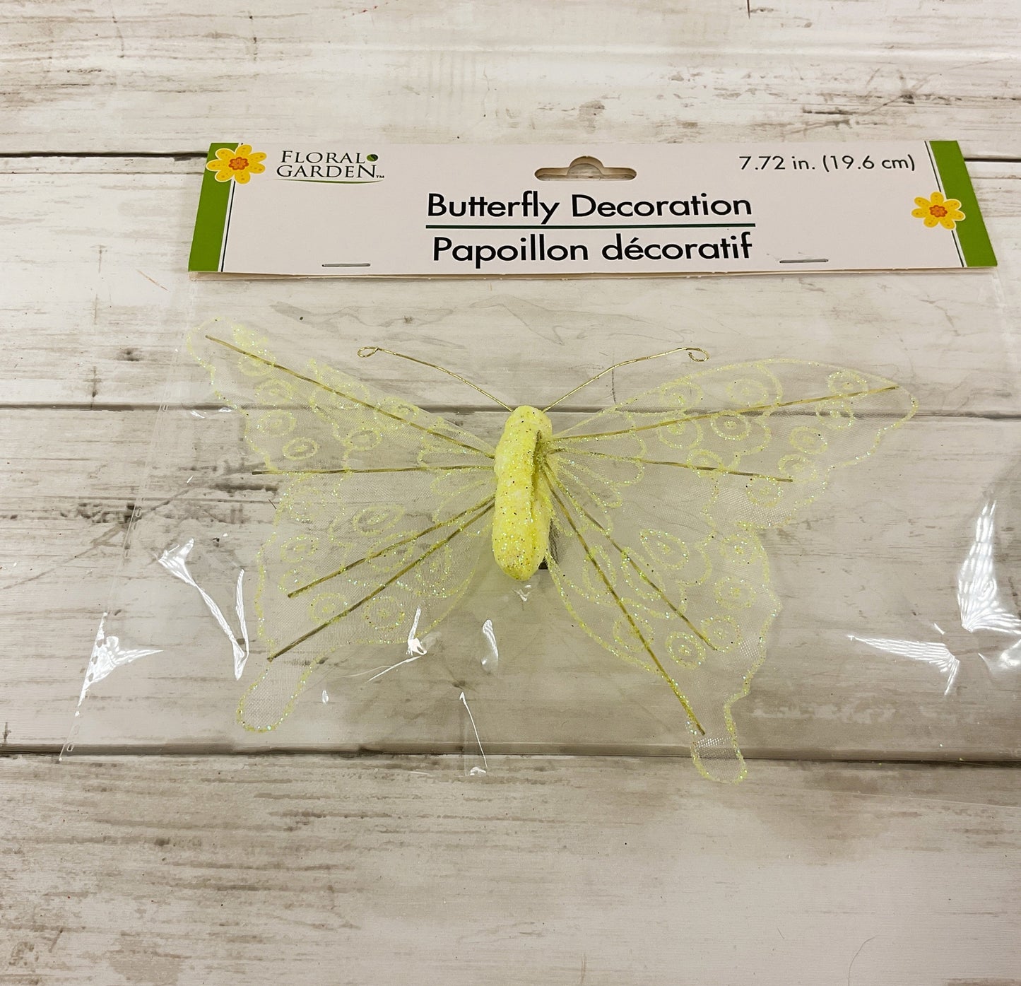 DT Spring Craft Decor - Glitter Floral Garden Butterfly Clips 4pc