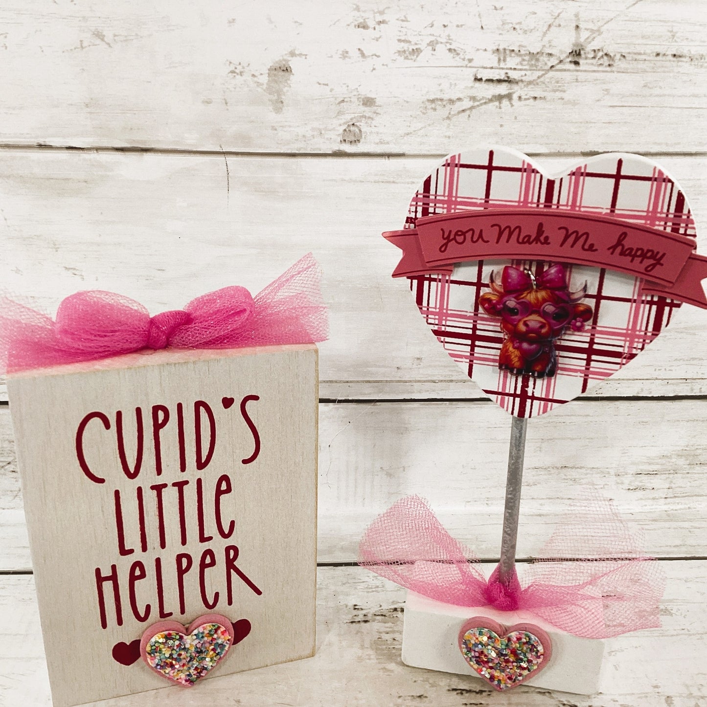 AGD Valentines Decor - Cupid Helper Highland Cow Tier Tray 2pc