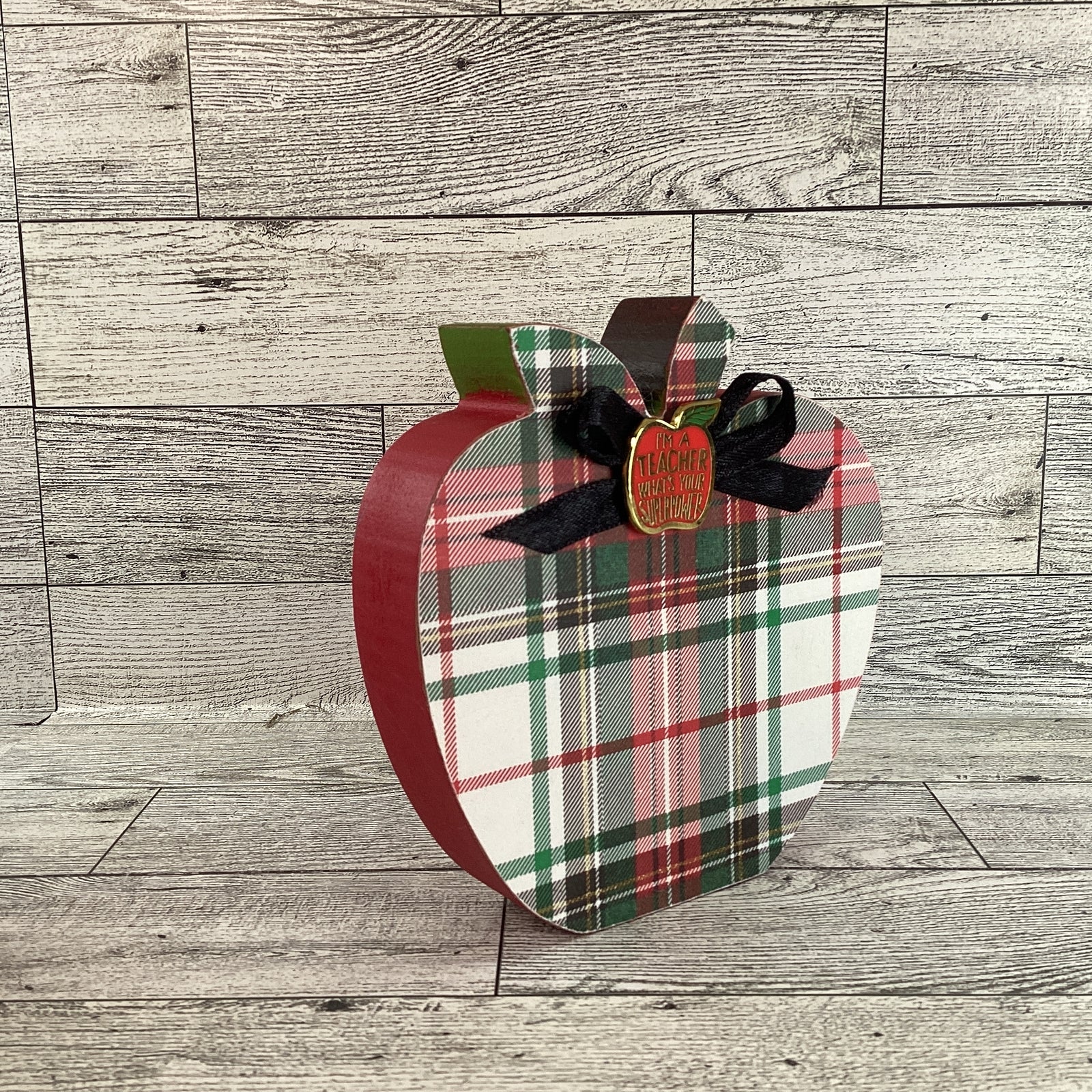 AGD Teacher Gift Decor - Super Hero School Chunky Wood Apple Sitter
