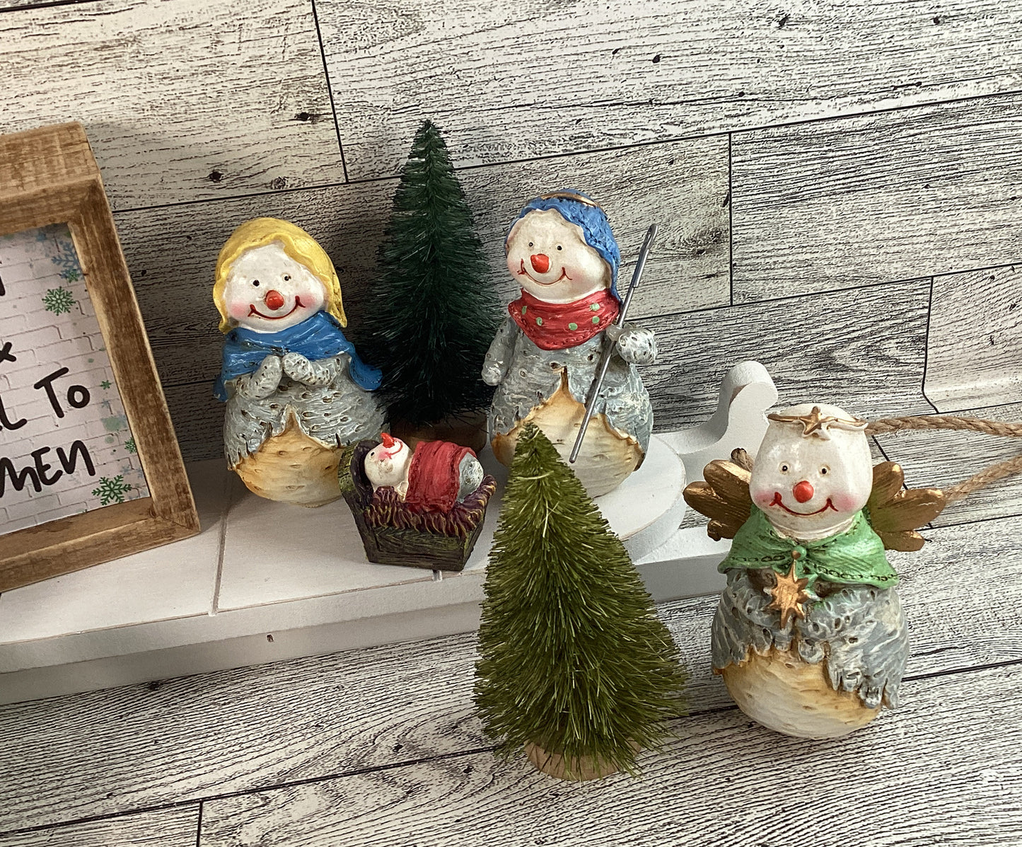 AGD Christmas Decor - Peace on Earth Goodwill Snowmen Nativity SLED Set
