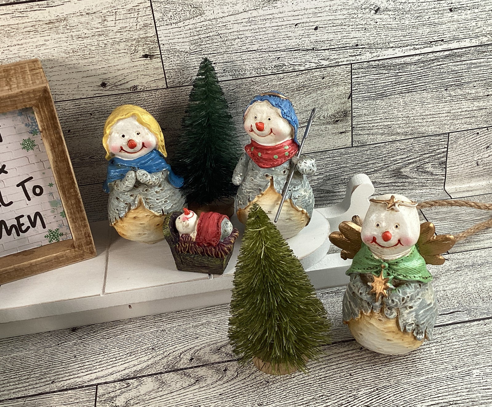 AGD Christmas Decor - Peace on Earth Goodwill Snowmen Nativity SLED Set
