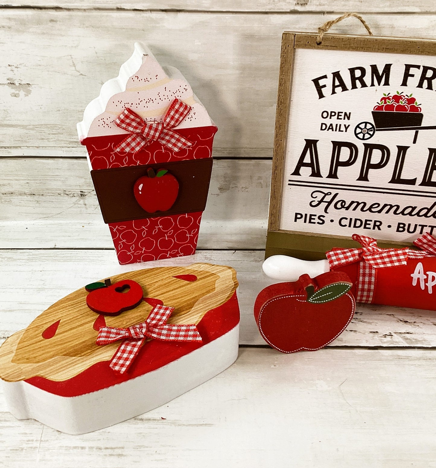 AGD Chunky Apple Pie Cider Farm Fresh Sign Tier Tray 5pc Set