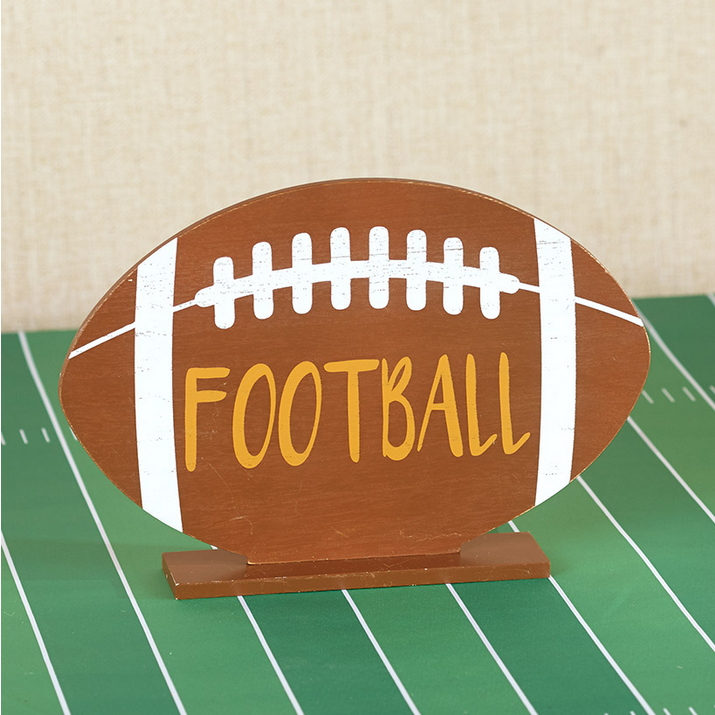 LC Fall Decor - Wood Tabletop Brown Football 12inch