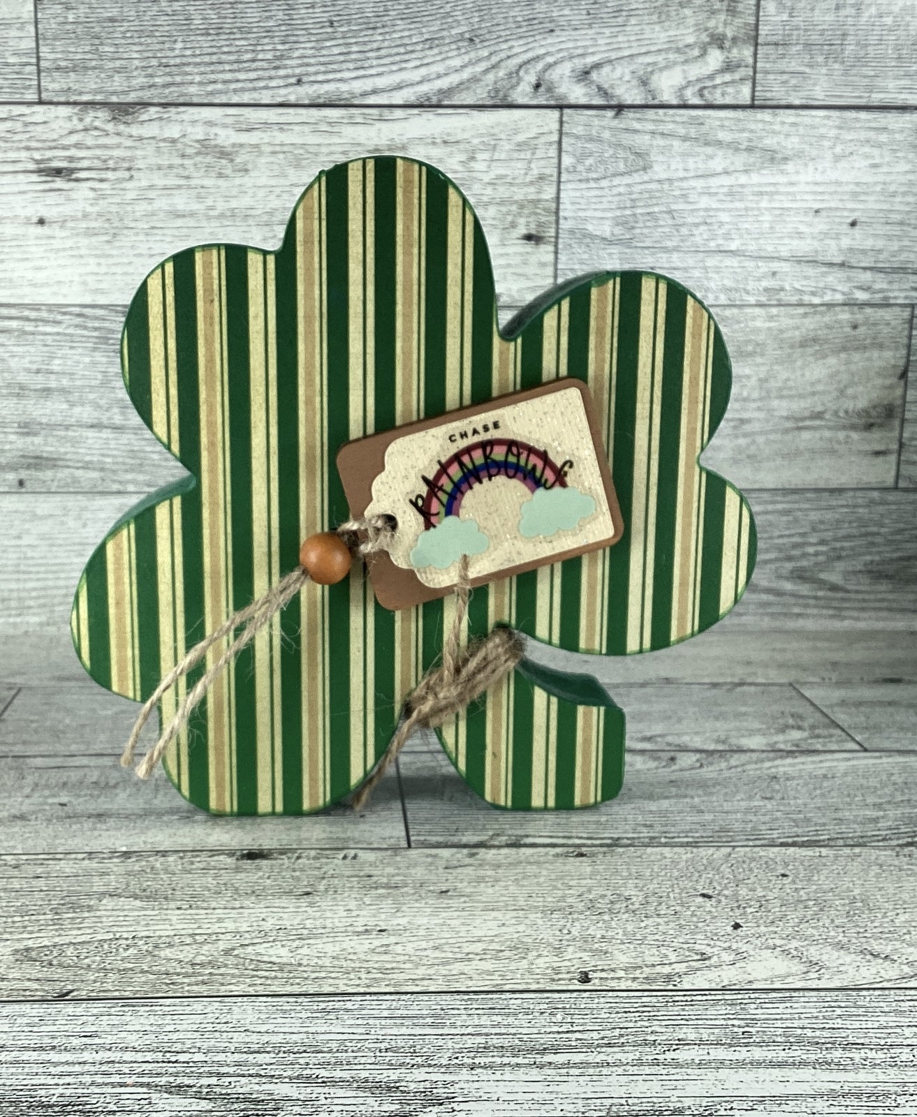 AGD Saint Patrick Decor - Chunky Wood Shamrock Sitter 3pc Set