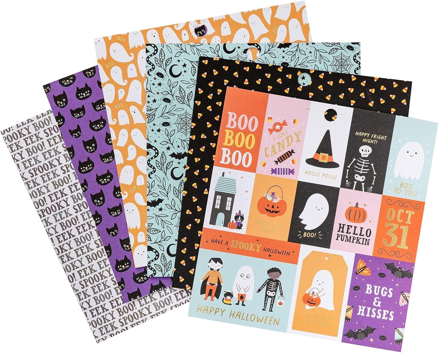 DCWV Halloween Craft Supply - Happy Haunts Gold Foil Scrapbook 6x6 Paper Pad