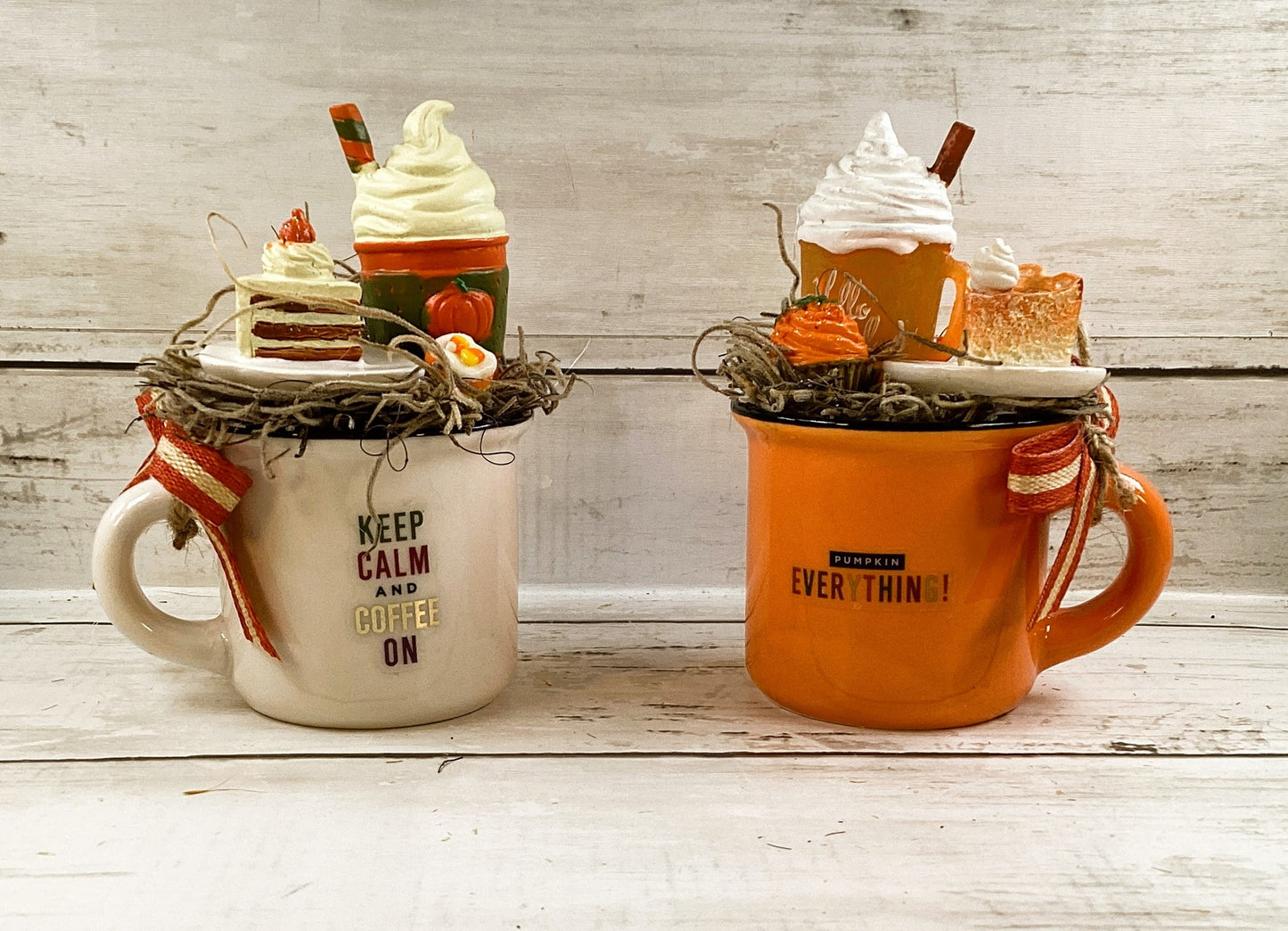 AGD Fall Decor - Fairy Garden Pumpkin Spice Latte Dessert Mug 2pc Set