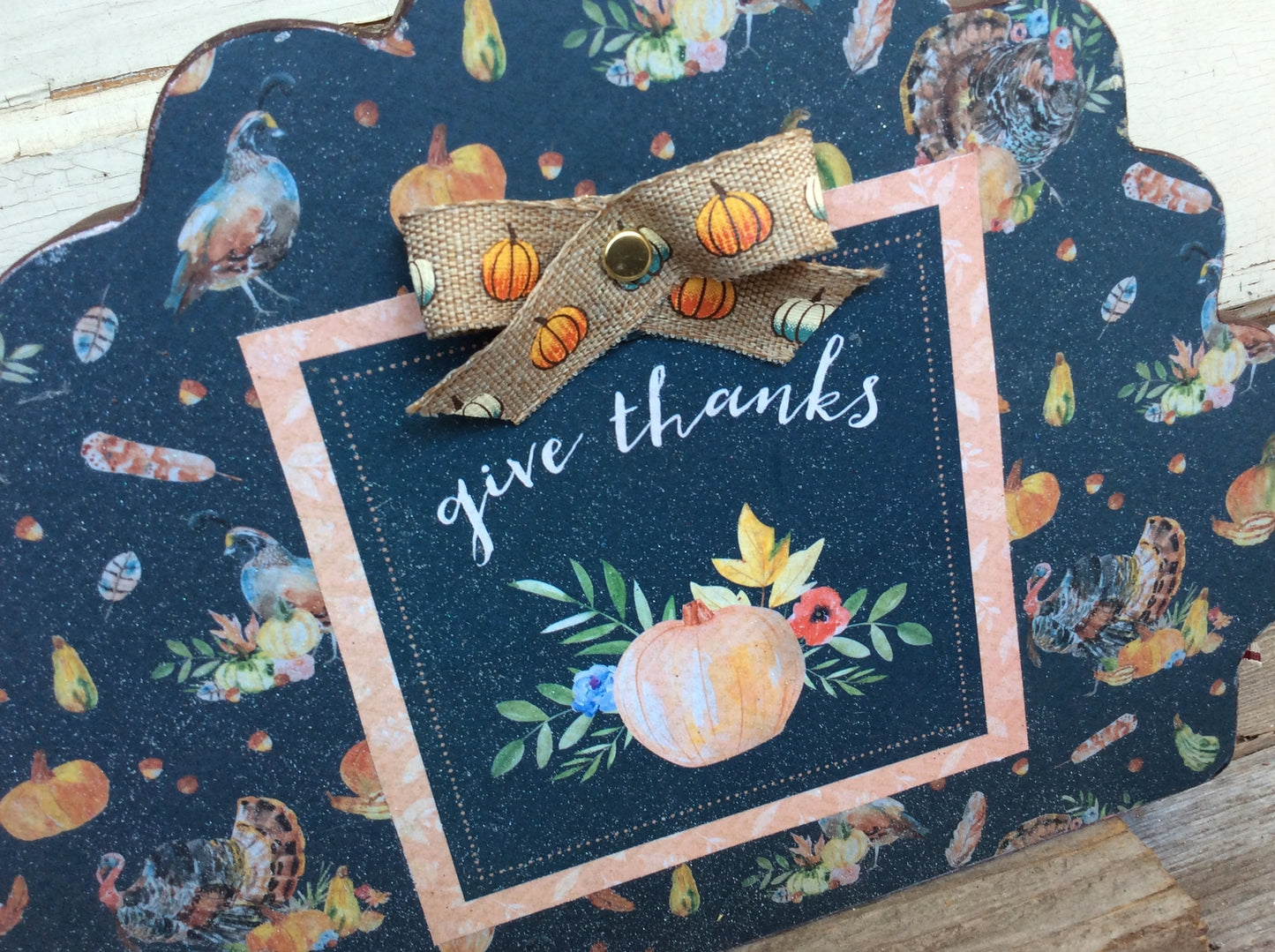 AGD Fall Decor -  Reversible Harvest Give Thanks Chunky Wood Sign