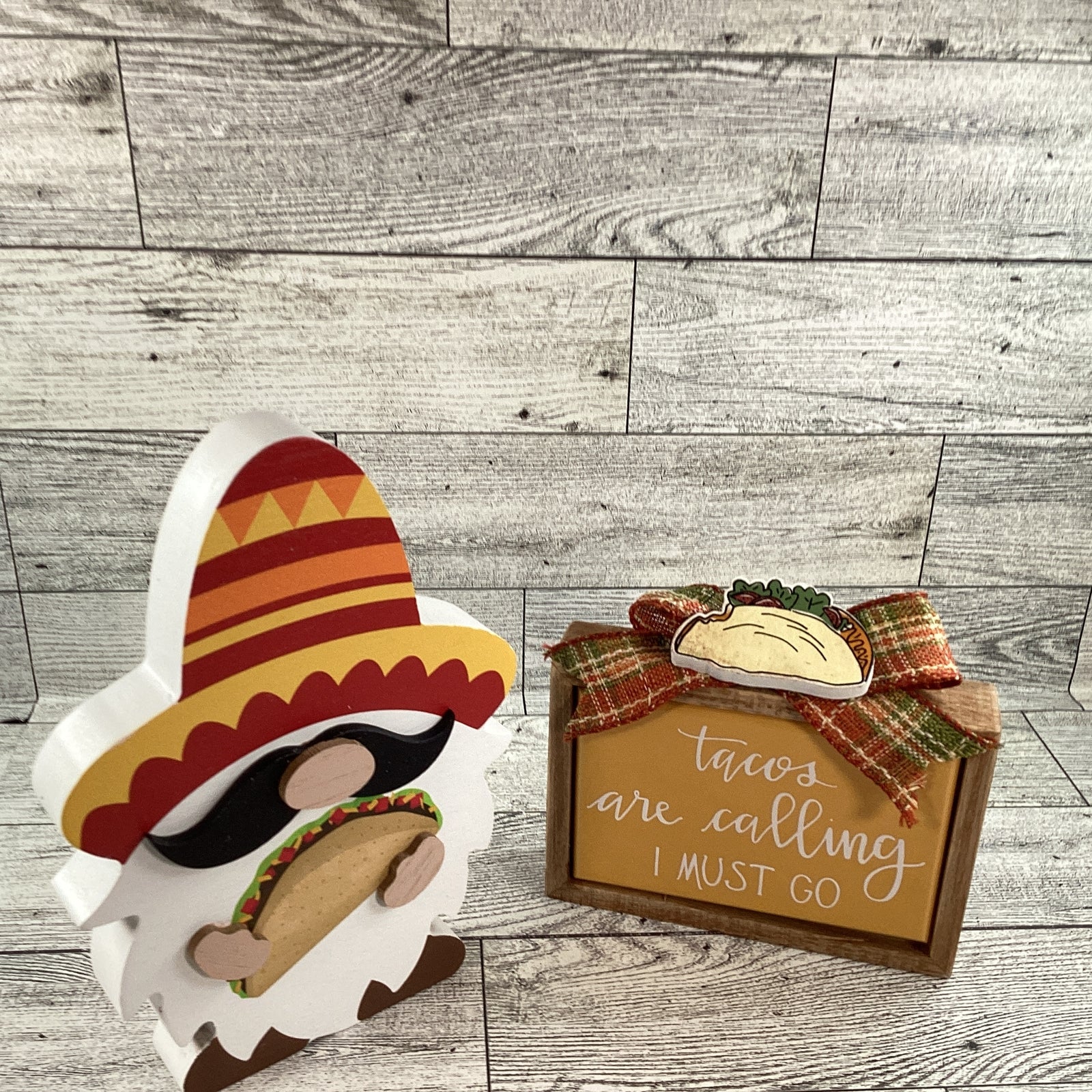 AGD Cinco De Mayo Decor - Tacos Are Calling Chunky Gnome Tier Tray 2pc