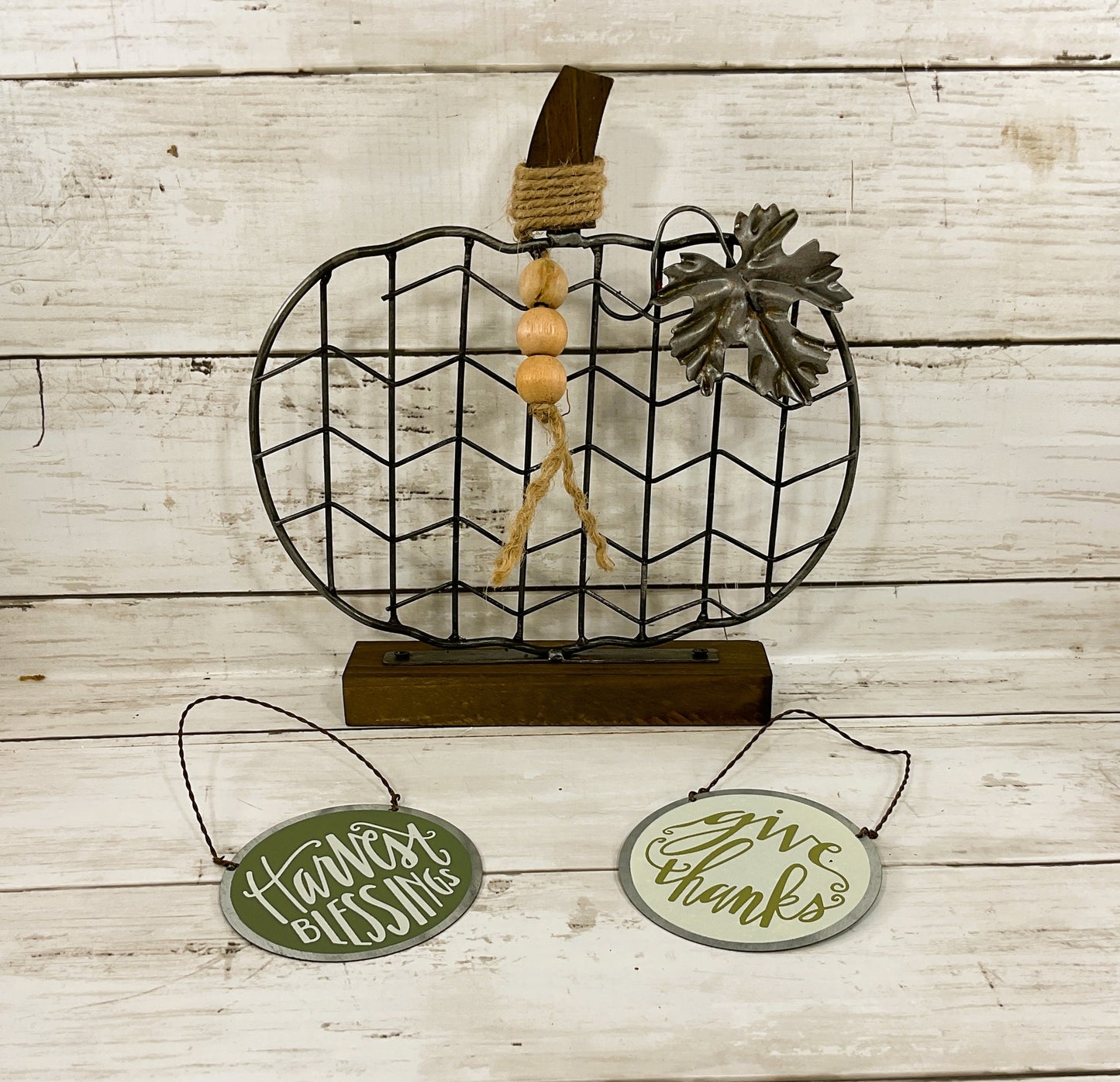 PBK Fall Decor - Metal Wire Pumpkin with Beads