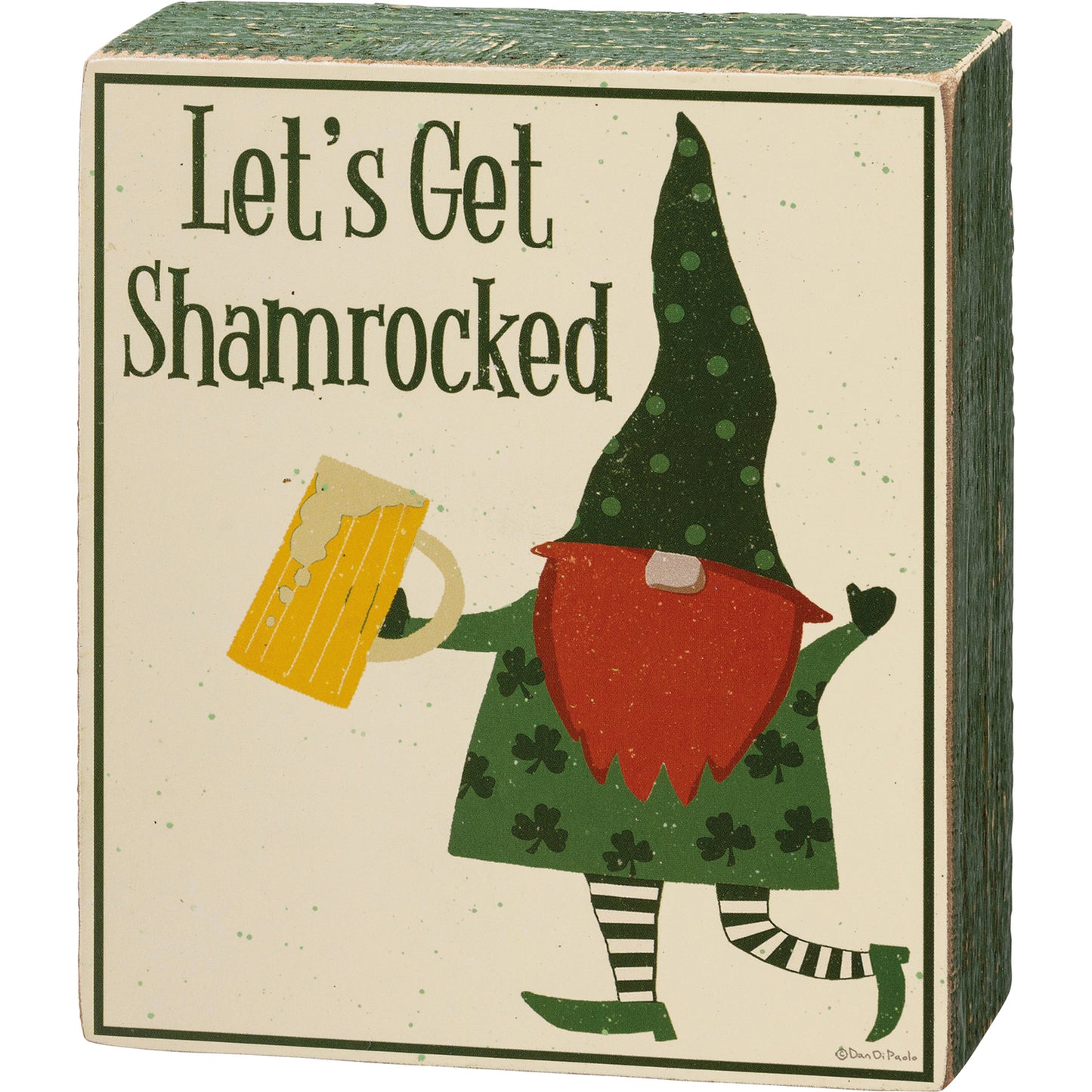PBK St Patricks Decor - Let's Get Shamrocked Gnome Box Sign