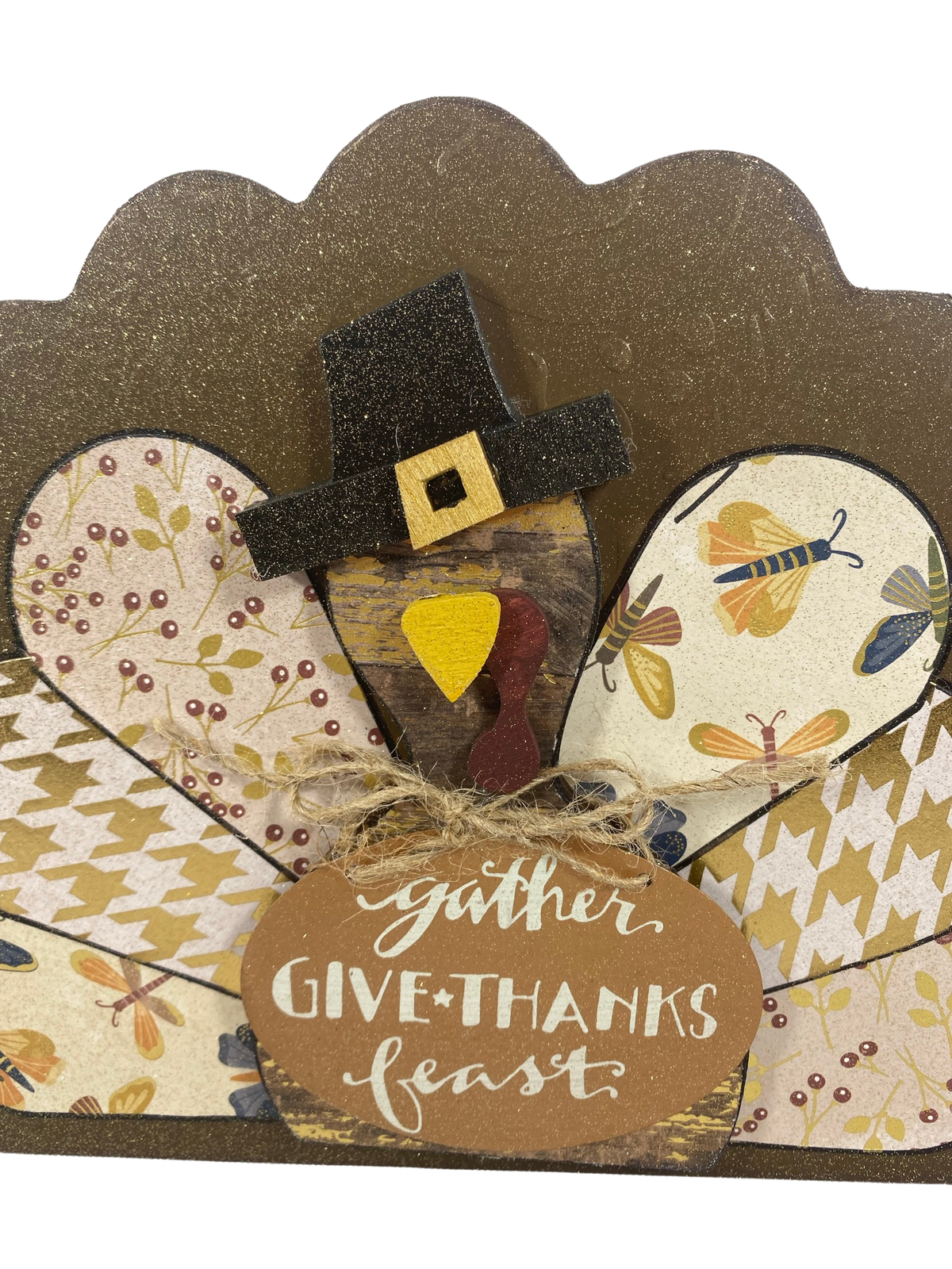 AGD Fall Decor - Reversible Gather Give Thanks Chunky Wood Turkey Sign