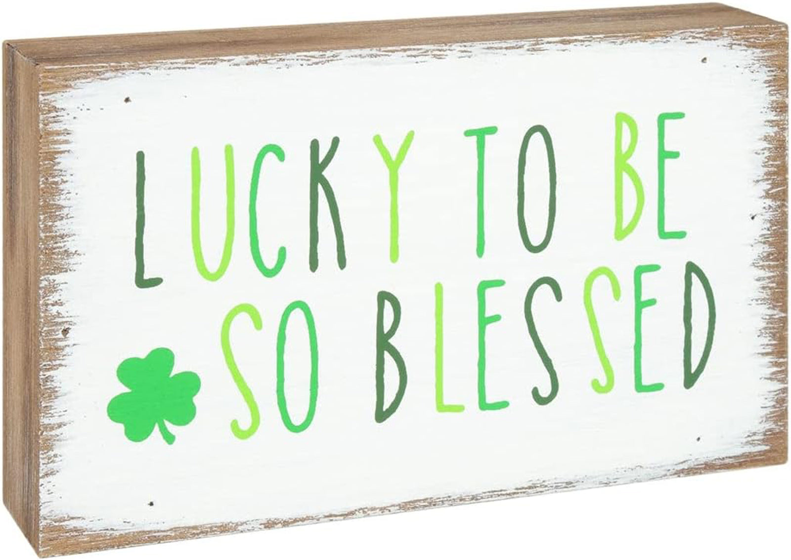 CP Valetines St Patricks Decor - God Knew Blessed Reversible Sm block Sign