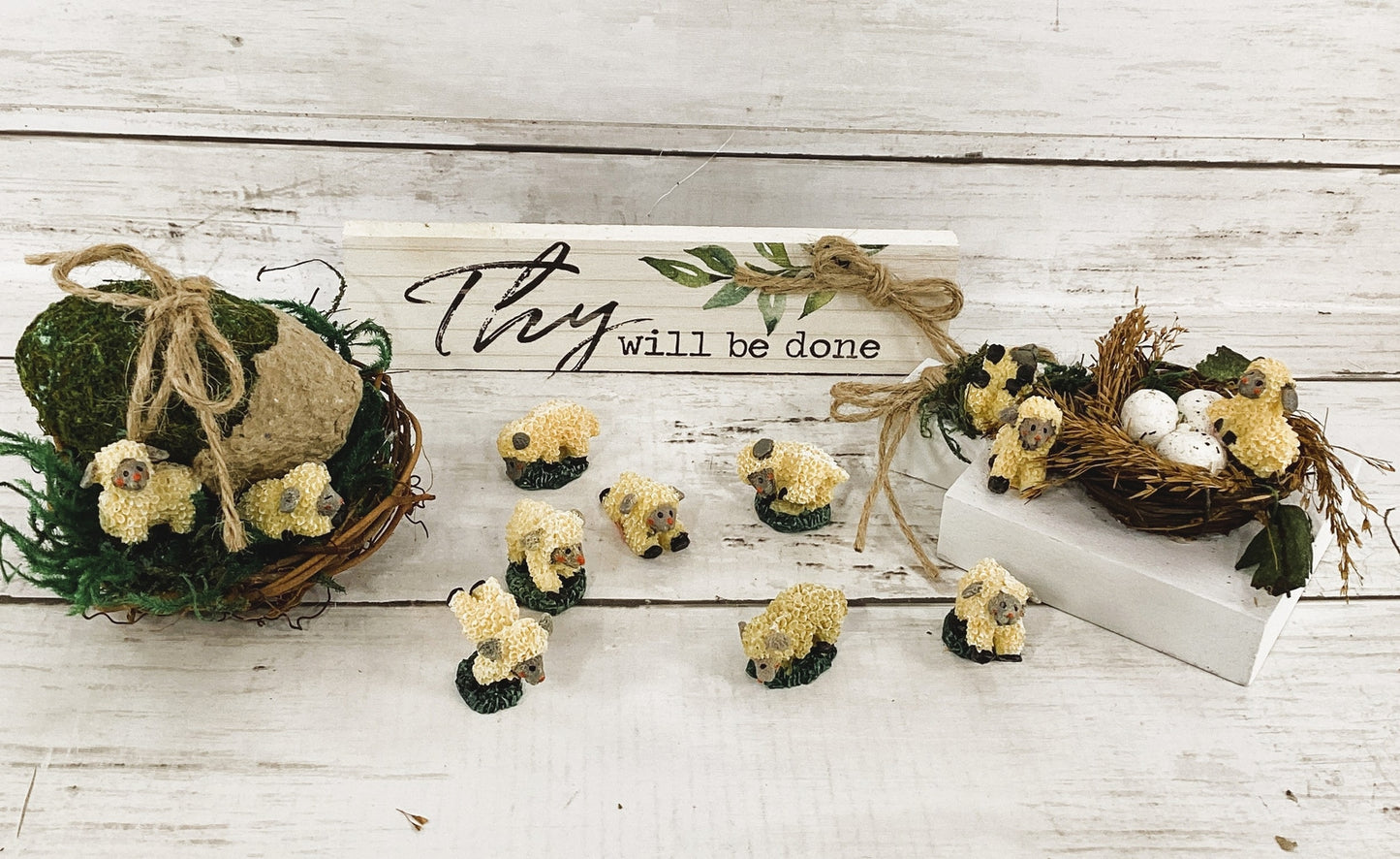 AGD Easter Decor - Thy Will Be Done Nest Lamb Egg Display