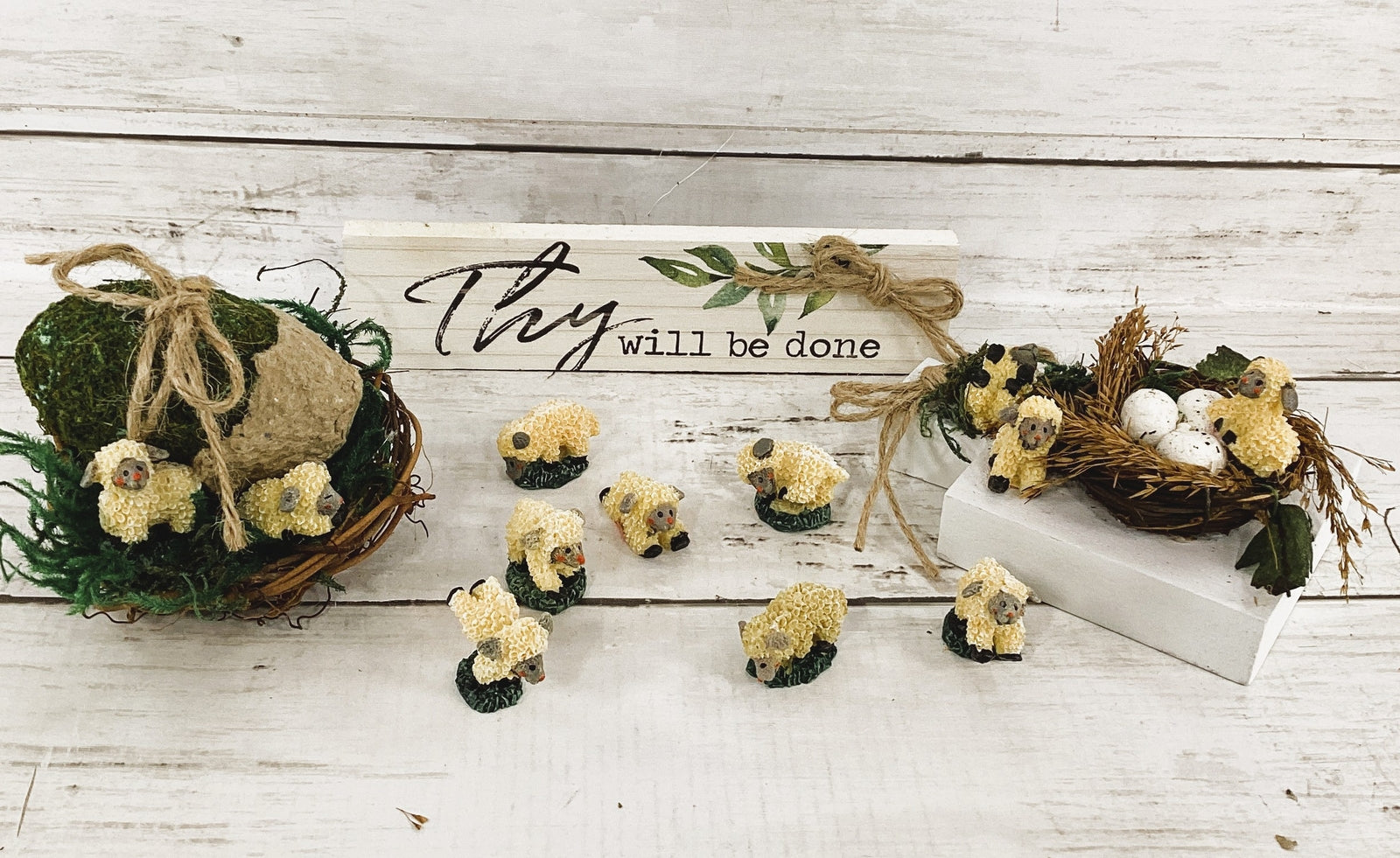 AGD Easter Decor - Thy Will Be Done Nest Lamb Egg Display