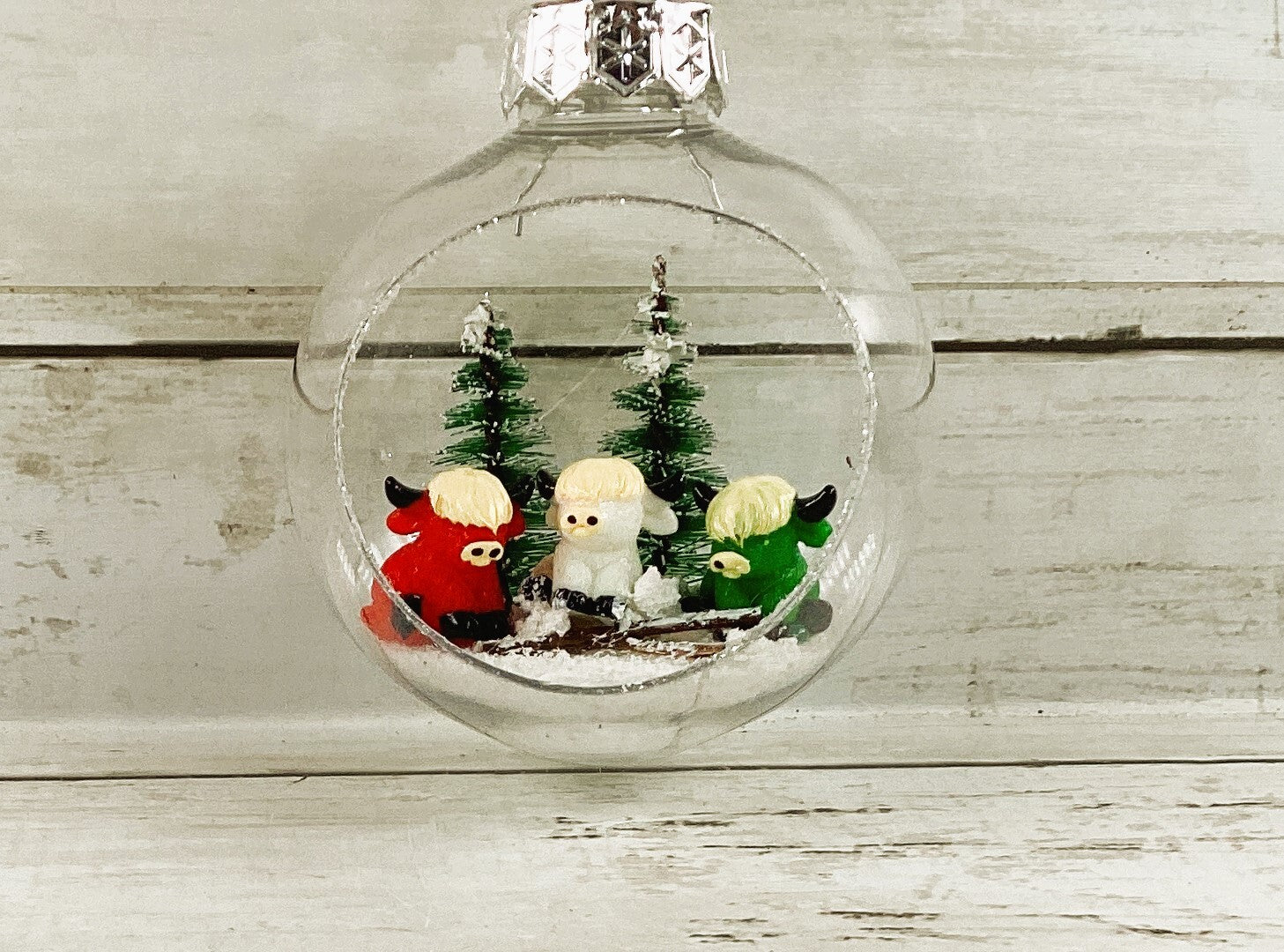 AGD Christmas Decor - Red Green White Highland Cows Cut-out Ornament