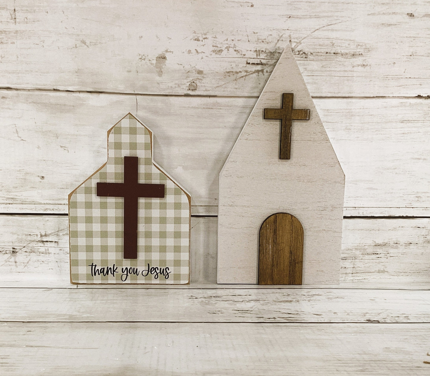 CP CWI Easter Decor - Resurrection Church House Cross Lamb Scene 3pc