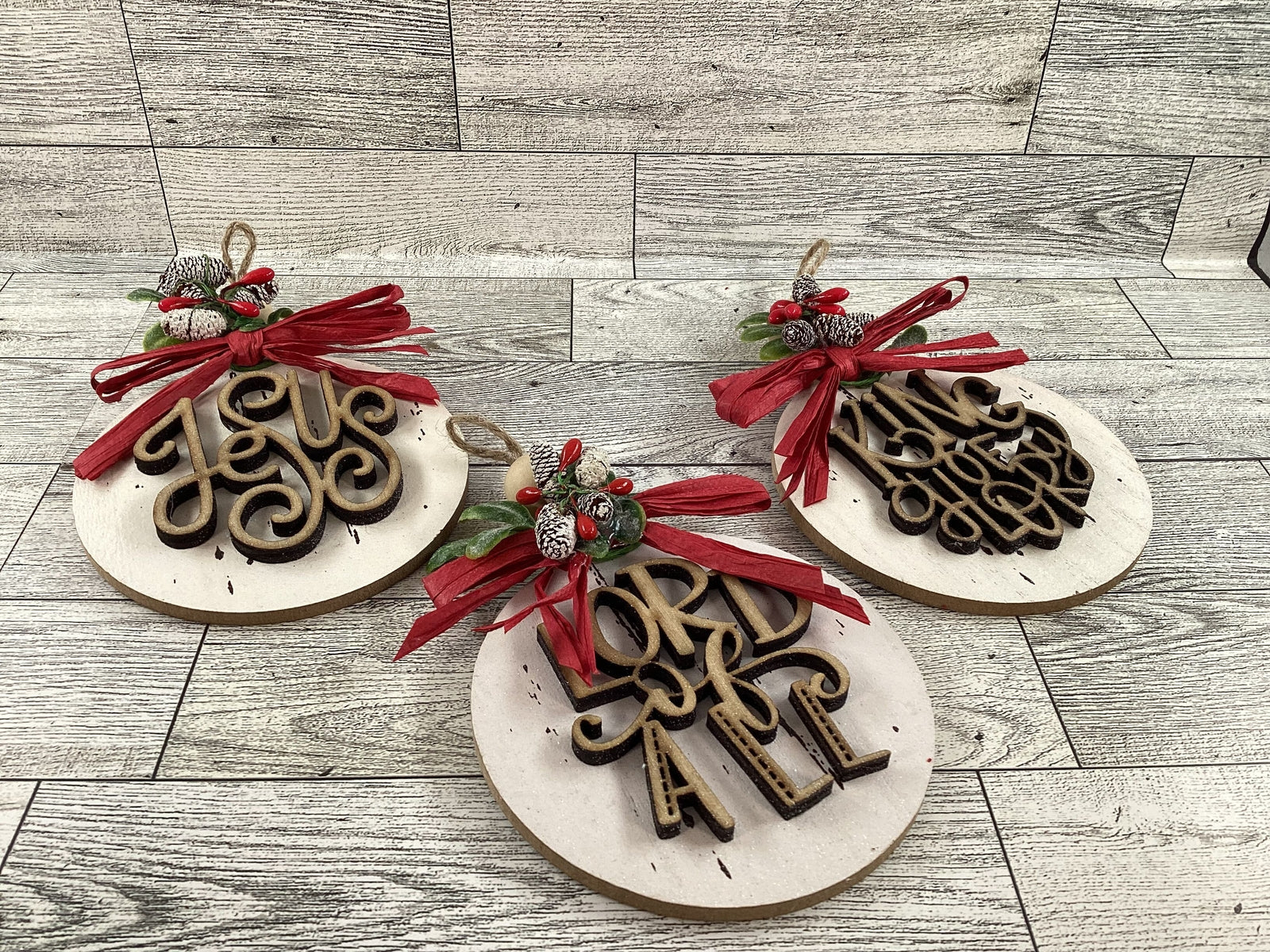 AGD Christmas Decor -  Names of God Advent Layered Wood Ornaments 12pc