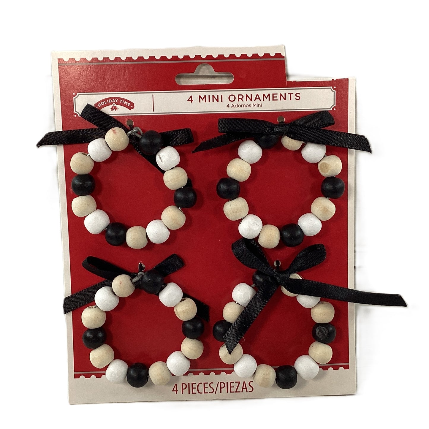 WM Christmas Decor - Miniature Tree Bead Wreath Ornaments 4pc Set