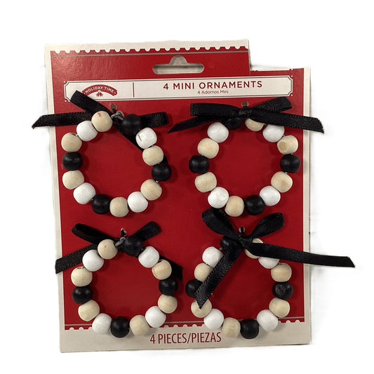 WM Christmas Decor - Miniature Tree Bead Wreath Ornaments 4pc Set