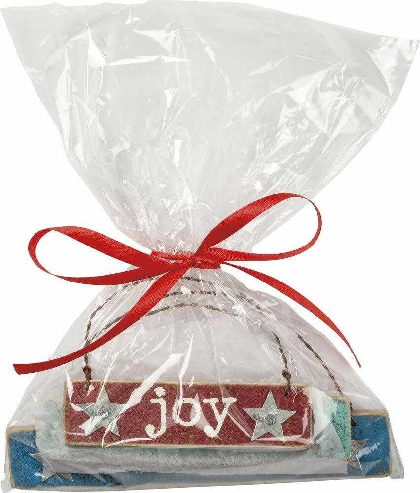 PBK Christmas Decor - Peace Joy Believe Prim Ornaments 3pc Set