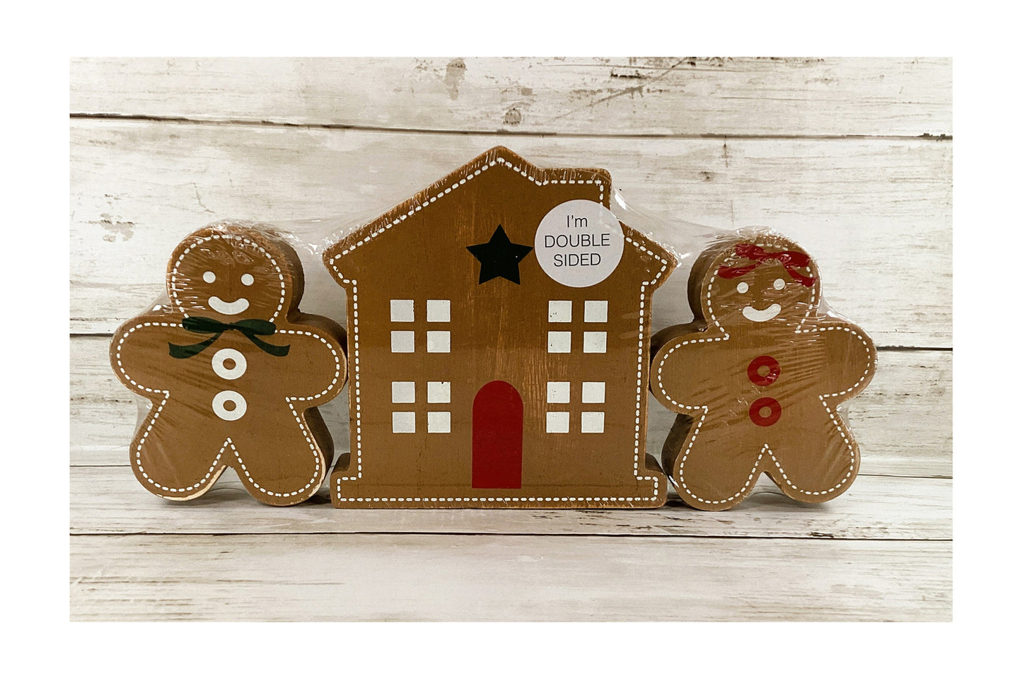 Adams Christmas Decor - Gingerbread Boy Girl House 3pc Set