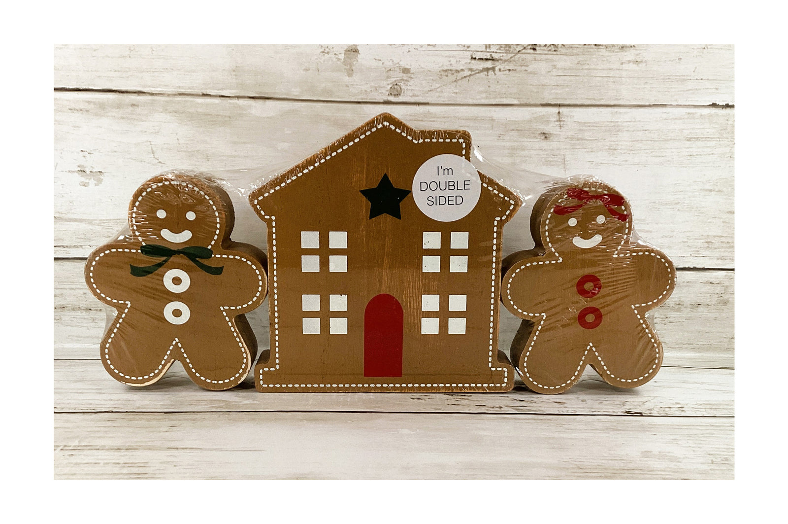 Adams Christmas Decor - Gingerbread Boy Girl House 3pc Set