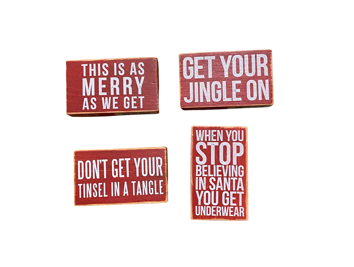 PBK Wood Mounted Rubber Stamp - Snarky Christmas Sayings 4pc Set