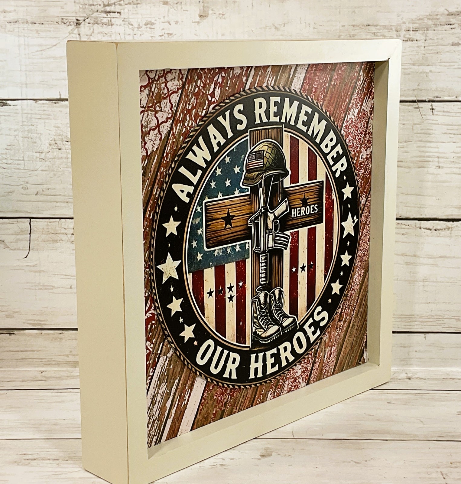 AGD Patriotic Decor - Memorial Veteran Day Hero Box Sign